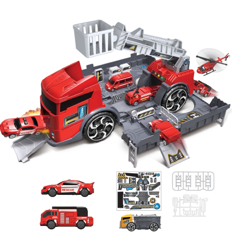 Kinder Spielzeug Traktor Container LKW Simulation Parkplatz Auto Modell Set  (Feuerwehrauto)