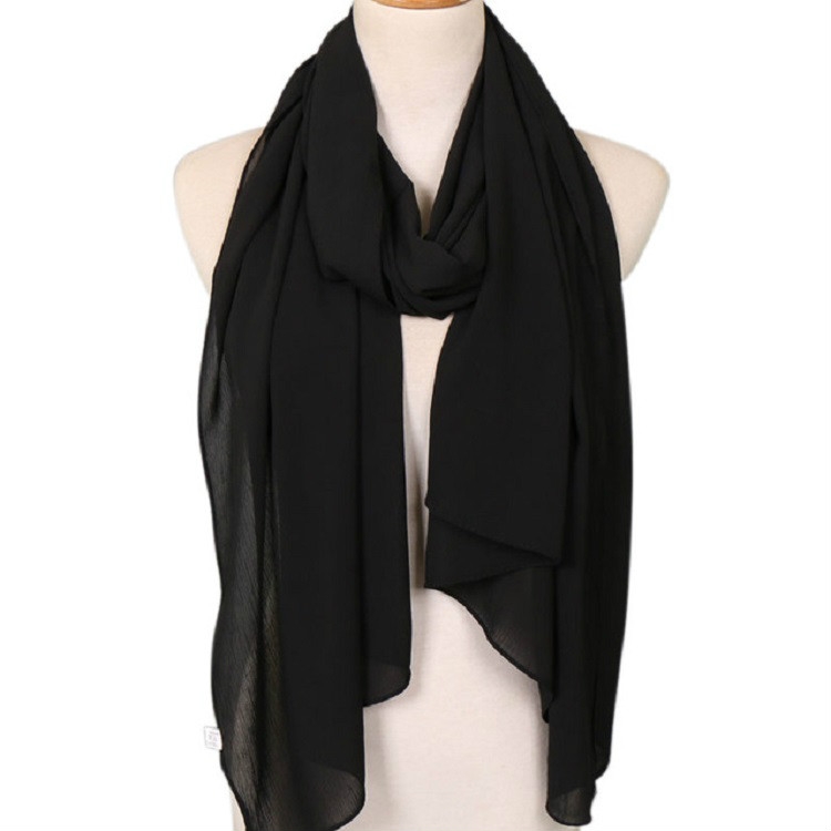 2022 Unisex Cotton Scarf Hijab Solid Gradient Crinkle Shawl Wrap