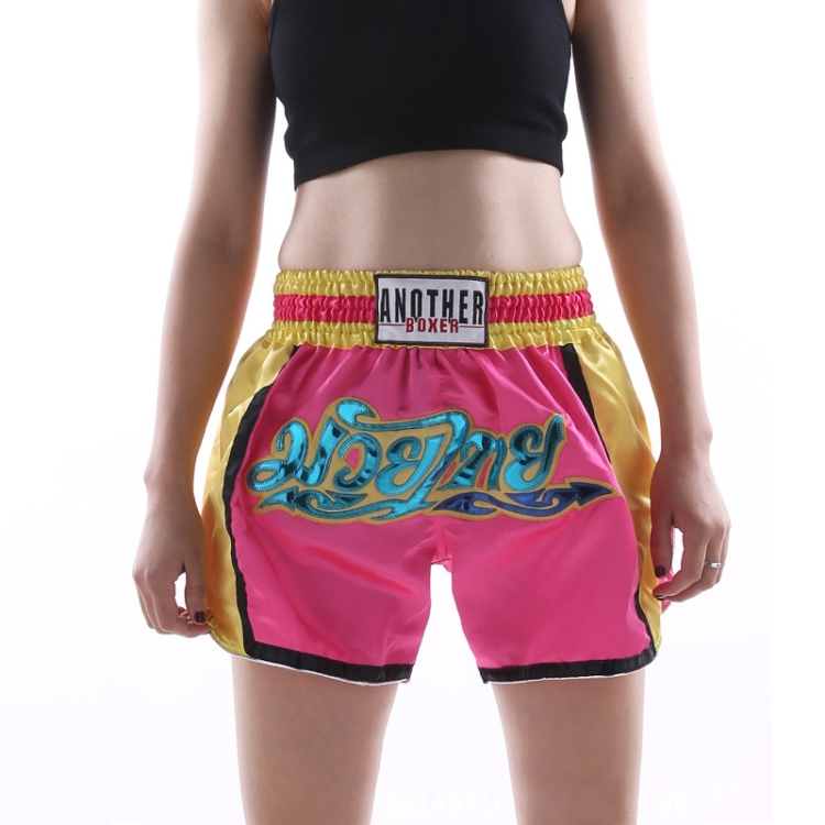 Pink Folwer Women Girls Muaythai Shorts Kickboxing Embroidery Design MMA  UFC Gym