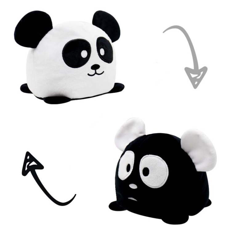 15cm Flipped Doll Double-Sided Expression Flipped Animal Cartoon Doll Plush  Toy(Black And White Panda)