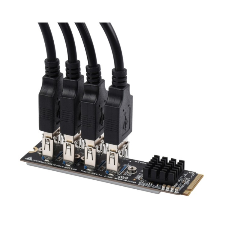 Carte Adaptateur SSD vers PCIE, 4 Ports M.2 NVMe SSD vers PCIE X16 M Key  Carte D'extension de Lecteur de Convertisseur de Disque Dur avec 4 Cartes