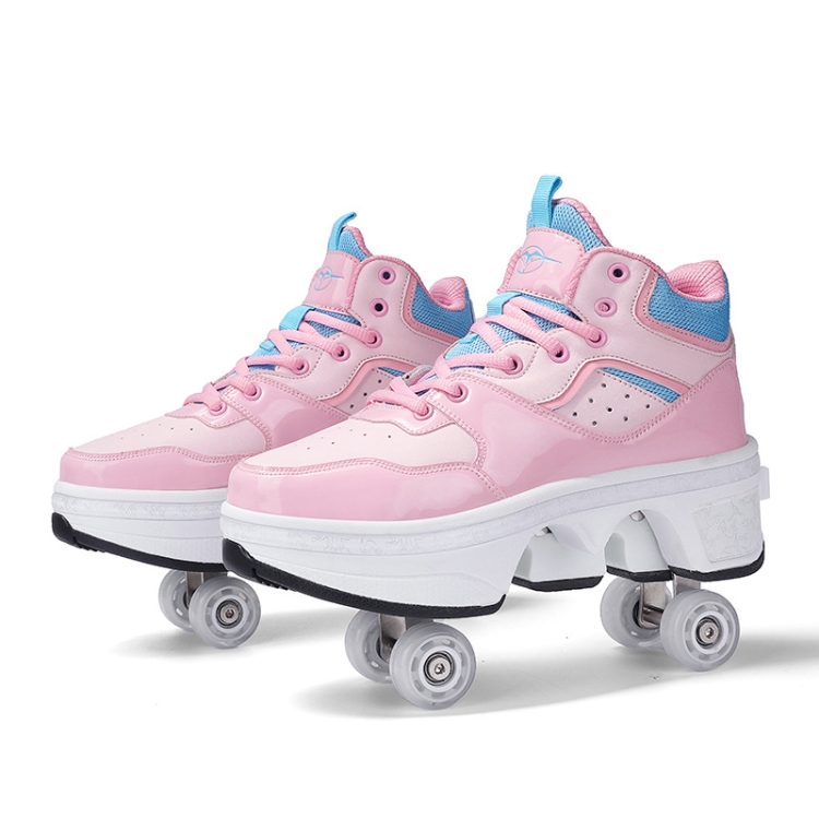 Roller Shoes Adulte Chaussure Roller Fille Kick Roller Skate Shoes Patins A  Roulettes 4 Roues Patins A Roulettes Casual Sneakers Avec Lumière
