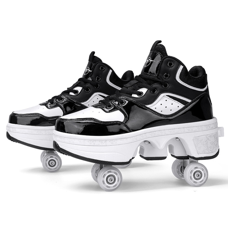 DF06 Walking Shoes Four-wheel Retractable Roller Skates, Size:36(Milky ...