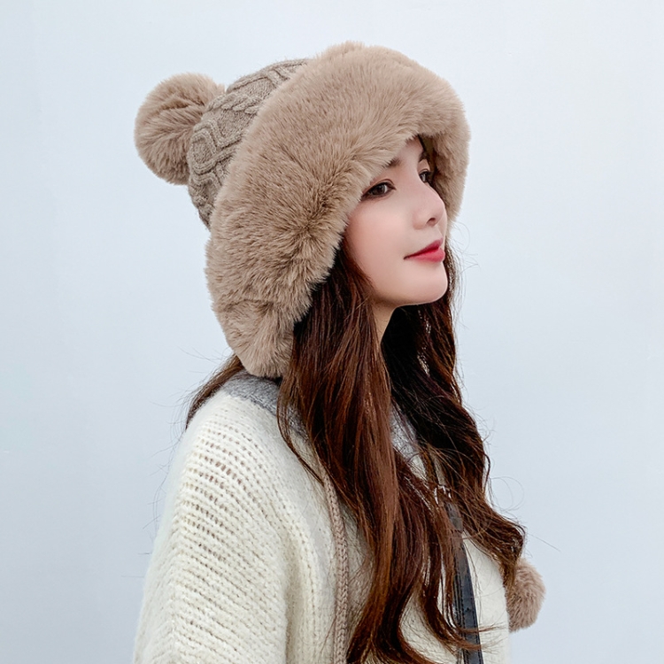 Cappello Bear Earflap Per Donne, Inverno, Caldo Cappello Da Sci Foderato Di  Pelliccia Con Pom Pom