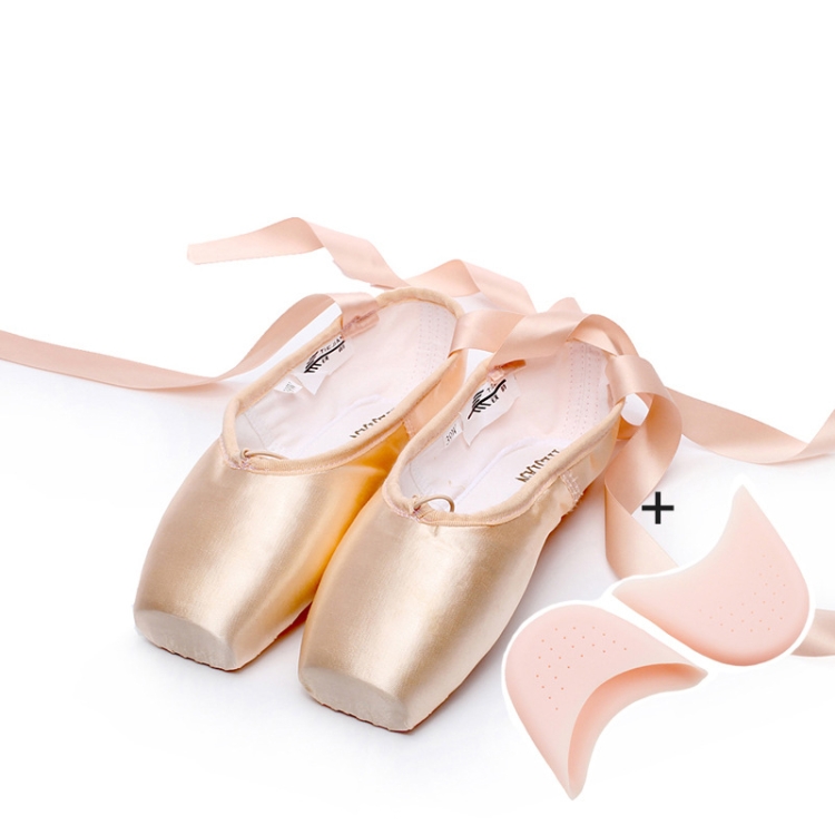 Zapatos de punta de encaje de ballet Zapatos de baile planos profesionales, tamaño: (satén +