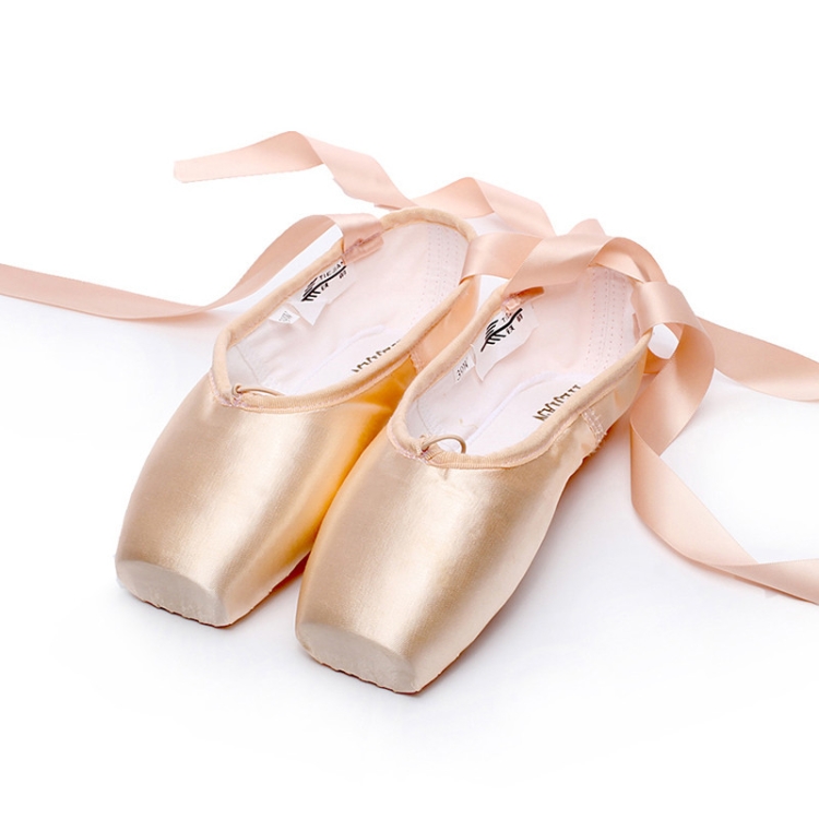 Ladies Girls Satin Ballet Pointe Shoes with Ribbon Dance Toe Shoes All Size Nude 