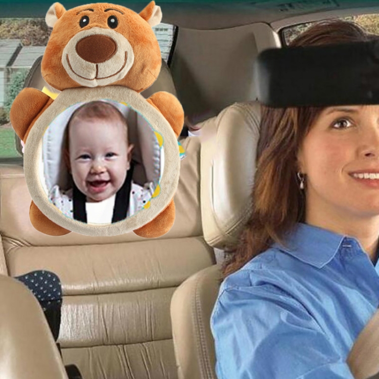 Jouet en peluche pendentif de rétroviseur de voiture de siège d'auto de  bébé, couleur: miroir d'ours brun