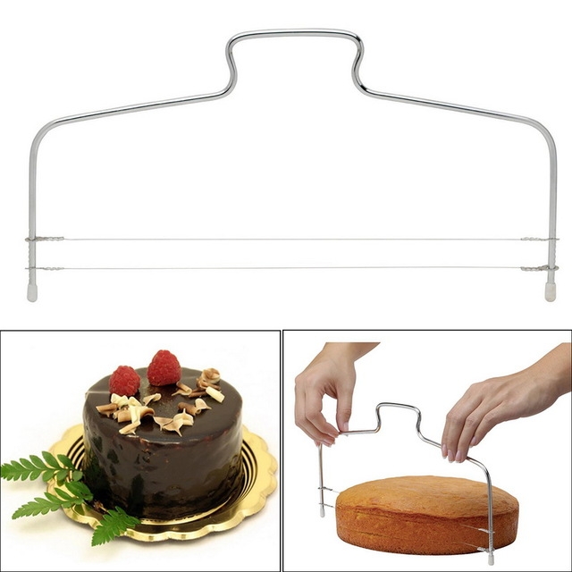 Cortador de pastel de alambre ajustable de acero inoxidable, nivelador,  herramientas para hornear pasteles de bricolaje (