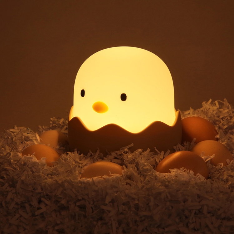 3W 달걀 껍질 치킨 실리콘 야간 조명 USB 충전 LED 스마트 센서 어린이 침대 옆 램프 (노란색 조명)