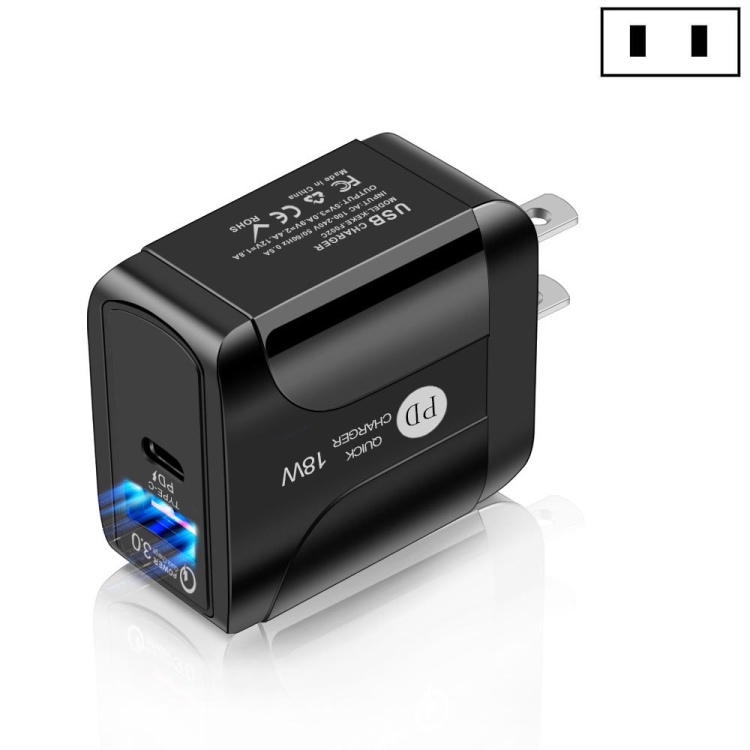 Qc Adapter 18W PD + QC 3.0 Fast Charge Travel Charger Power Adapter With LED ...