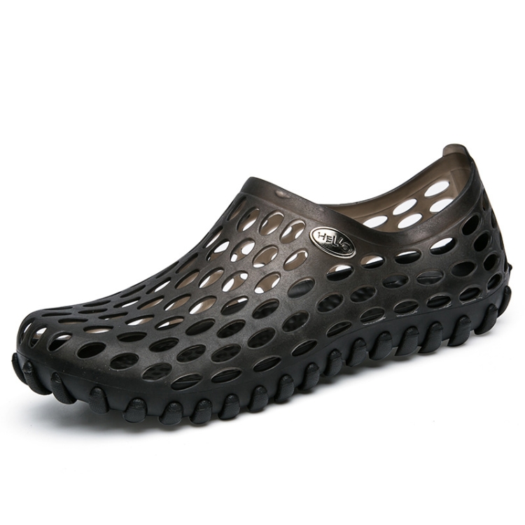 PVC + EVA Material Wading Beach Shoes Couple Breathable Slippers, Size:  36(Black)