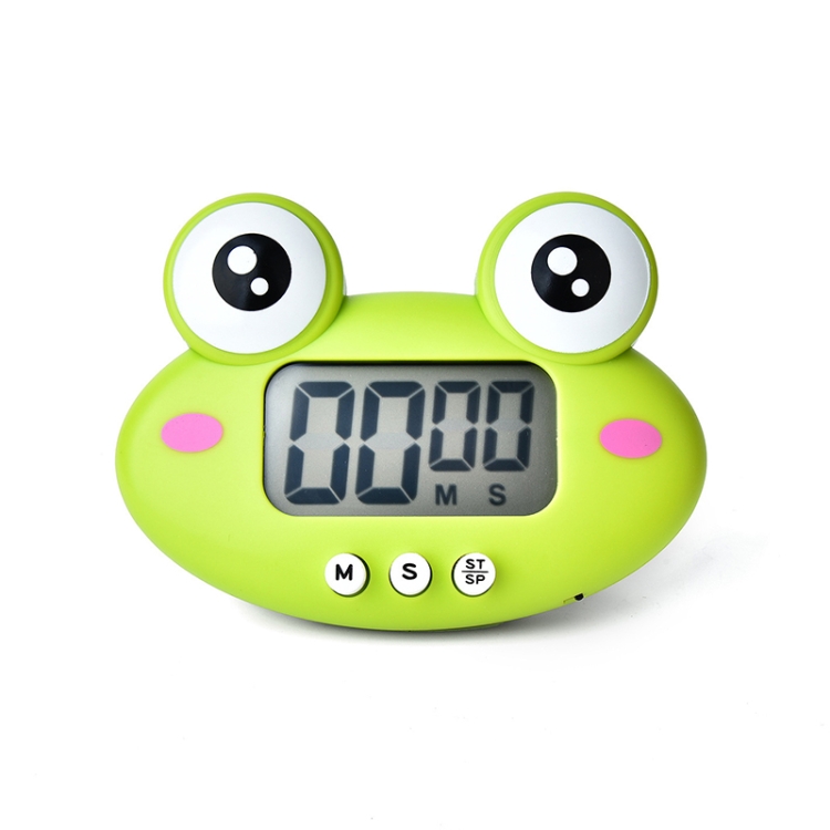 2 PCS Kitchen Baking Cartoon Animal Electronic Timer Alarm Clock Student  Learning Timer(Green Frog)