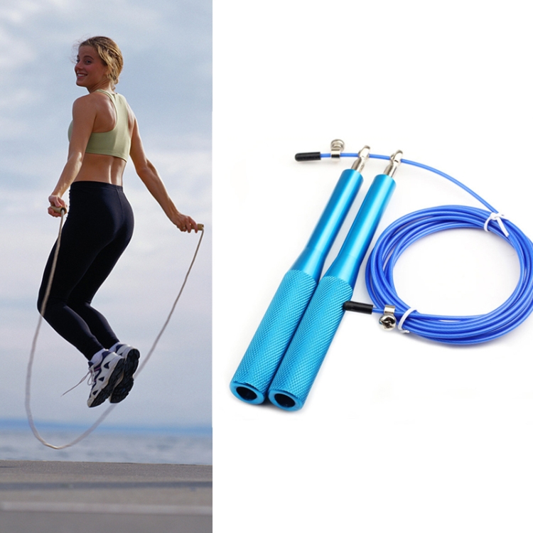 Training Sports Fitness Bearing Aluminum Handle Steel Wire Skipping Rope, Length 3m(Blue)