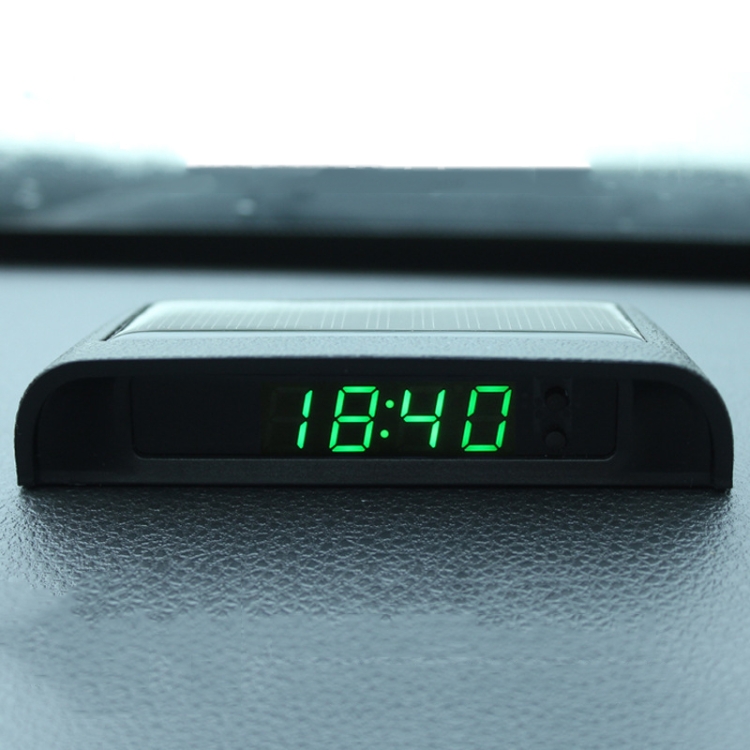 Solarnachtlicht Autouhr Automotive Elektronische Uhr Temperaturzeit + Datum  + Woche + Temperatur (grünes Licht)