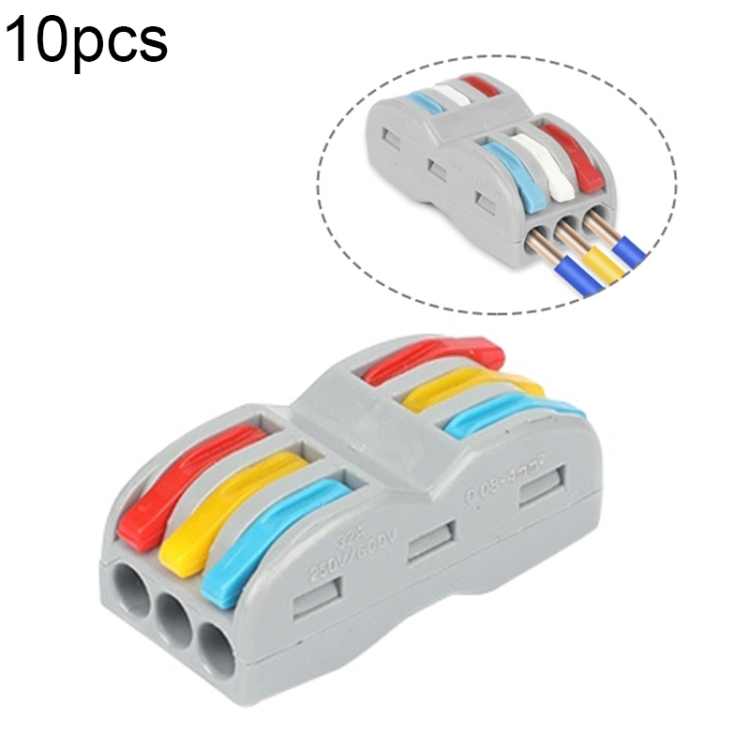 10 PCS SPL-3 3 In 3 Out Colorful Quick Line Terminal Multi-Function ...