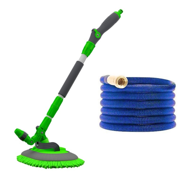 Soft LongHandled Mop For Car Washing + Telescopic Hose Set, Style： Mop