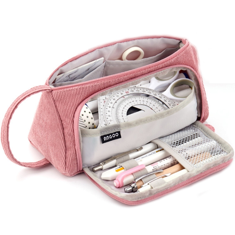 Angoo Mild Color Pencil Bag Pen Case With Magnetic Button Multi Pocket  Storage Pouch Handbag Stationery Organizer School Color Pink