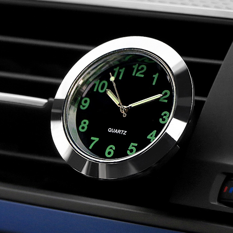 Autouhr Nachtlicht Elektronische Uhr Autodekoration Quarz (silberne Grenze)