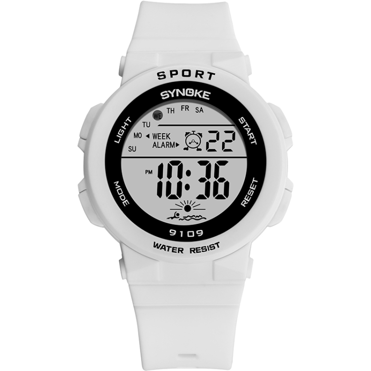 SYNOKE 9109 Student Multifunctional Waterproof Colorful Luminous Electronic Watch White