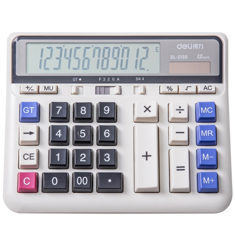 Bank　Solar　Finance　Button　2135　Keyboard　Office　Accounting　Computer　Big　Calculator　Deli　Calculator(White)