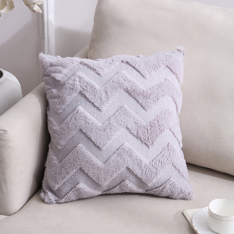 Double Sided Plush Pillow Home Sofa Cushion Pillowcase Size 45x45cm Pillowcase Core Gray Big Waves