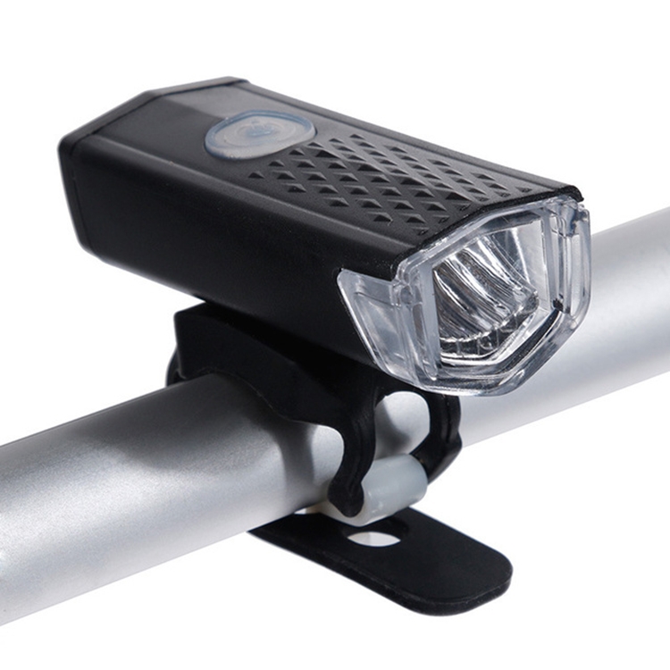 Juego de luces traseras de luces delanteras de bicicleta a prueba de agua  con luz recargable por USB (faro único negro)