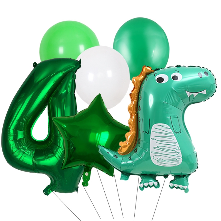 Palloncini Dinosauro Per Compleanno 4 Anni - Set XXL Con Tirannosauro, Numeri E Decorazioni - Foto 8