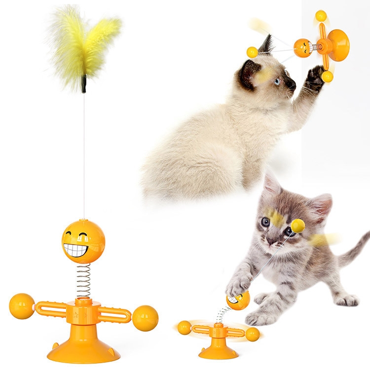 Jouet de simulation en plume pour chat avec ventouse et cloche