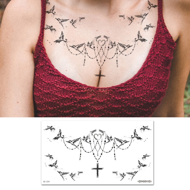 10 PCS Waterproof Tattoo Sticker Clavicle Chest Scar Covering  StickerBC034