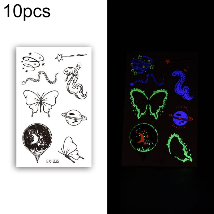 Luminous Tatoo Blue Glow Airplane English Word Weather Symbol Waterproof  Temporary Tattoo Sticker Men Women Body Art Flash Tatto - AliExpress