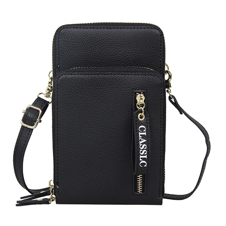 Large Capacity PU Mobile Phone Bag Mini Ladies Hanging Bag Black