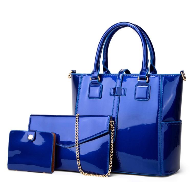 Royal Blue Leather 3 Bag Set