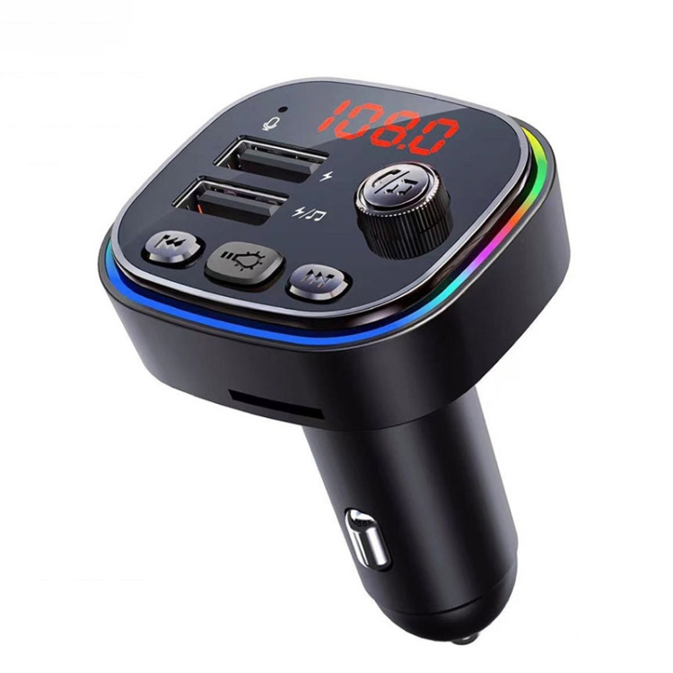 T832 Car Bluetooth FM Transmitter Colorful Light MP3 Player
