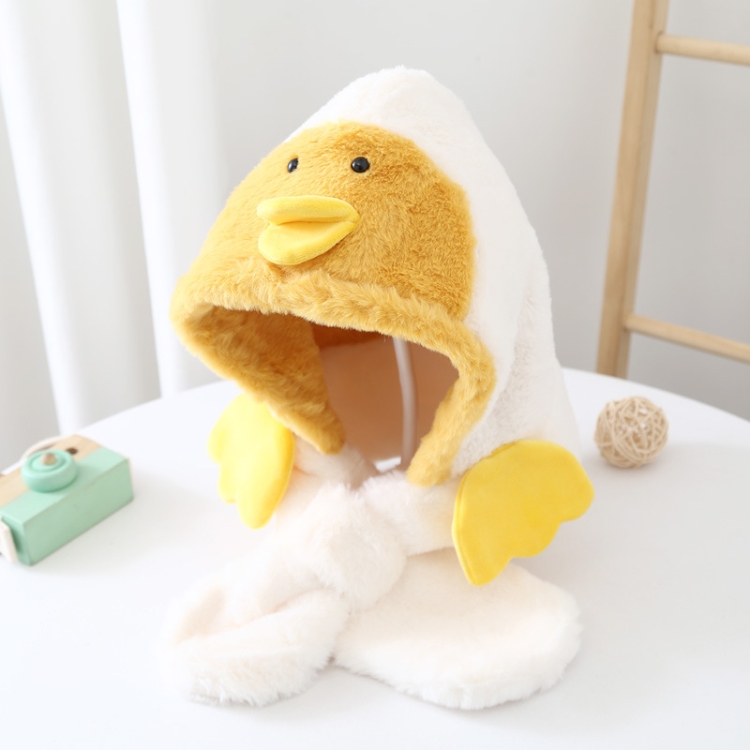 Baby Plush Cartoon Duck Ear Protection Hat Scarf Integrated, Size