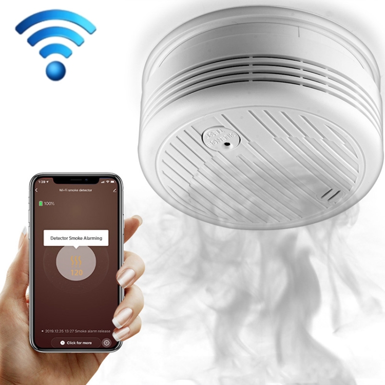 Détecteur de fumée intelligent WiFi compatible avec Google Home