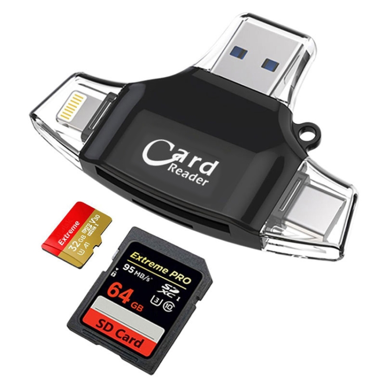 Lecteur de carte 3-en-1 multifonctionnel Usb 2.0 / type-c U Disk Tf  Micro-sd Card Reader Otg Adaptateur pour téléphone mobile