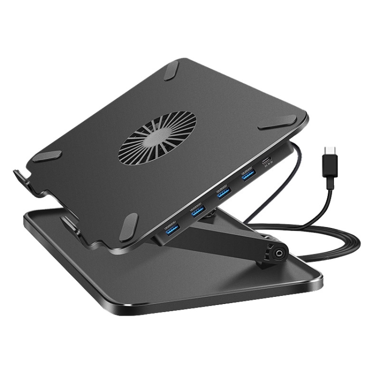 Computer Stand Fan Foldable Laptop Cooling Stand, Spec: Fan Model+USB-C Port