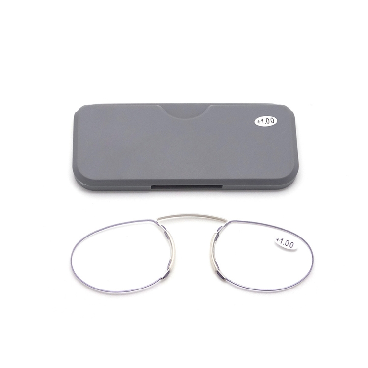 Pincenez Reading Glasses Frameless Magnifying Glasses, Degree +100(Grey)