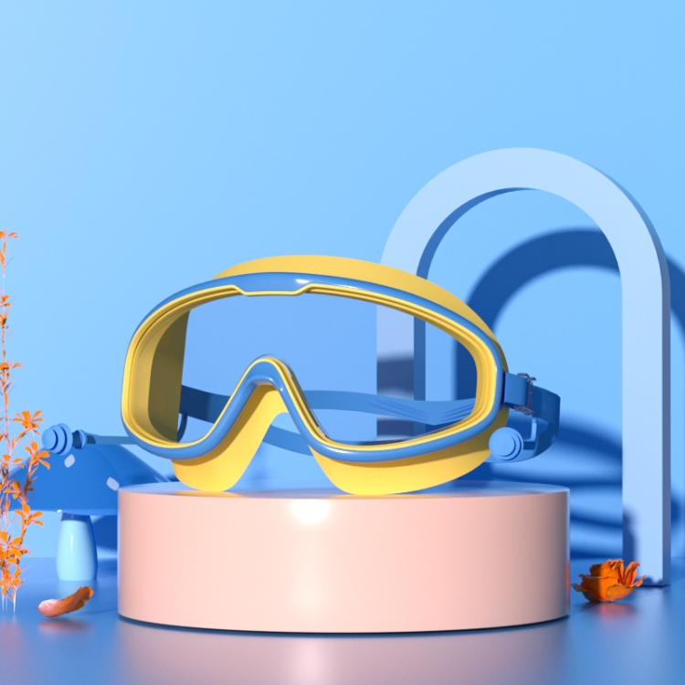 Child Kids Swimming Goggles Anti-Fog Wide Ultra Clear Glass Len+Siamese Earplug 