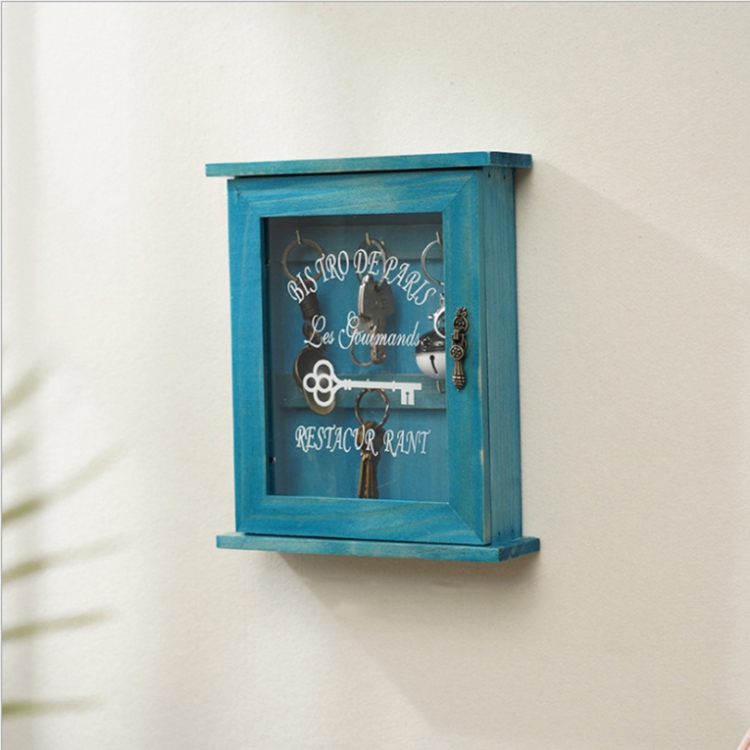 Caja de almacenamiento de llaves para colgar en la pared de madera de  entrada, especificaciones: azul