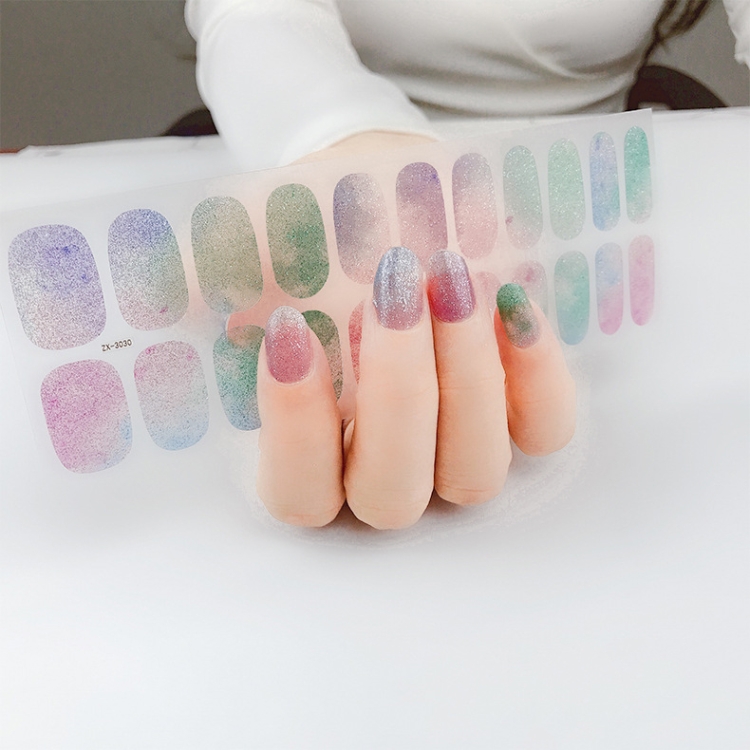 Baking Free Nail Stickers Wholesale Gradient glitter Nail Stickers Simple Waterproof  Nail Sticker Full Color Solid Color Sticker - AliExpress