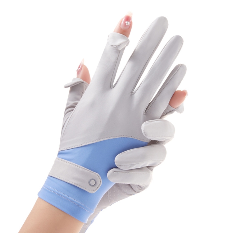 FSN02 1 paio di guanti resistenti ai raggi UV in seta di ghiaccio  traspirante fresco antiscivolo guida guanti sottili codice gratuito (blu  bianco)
