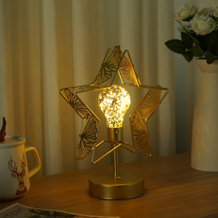 LED Wrought Iron Lamp Star Warm White Night Light(Pentagram)