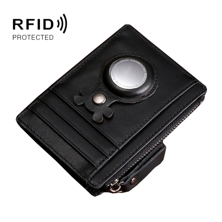 Tracking Locator Leather Wallet RFID Anti-theft Card Holder for AirTag ...