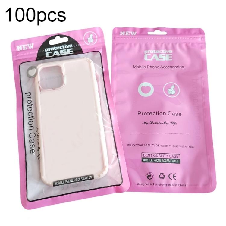 100PCS Phone Case Plastic Self-Sealing Pearl Packaging Bags, Size: 12x21cm  (Pink)