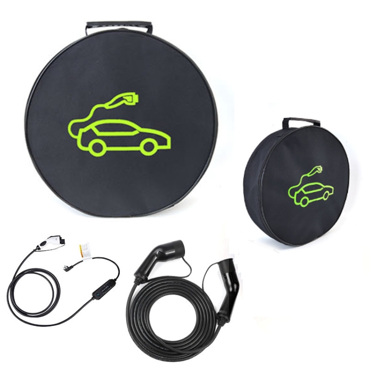Car Charging Cable Storage Bag Carry Bag For Electric Vehicle Charger  Plugs,Spec: Round With Logo