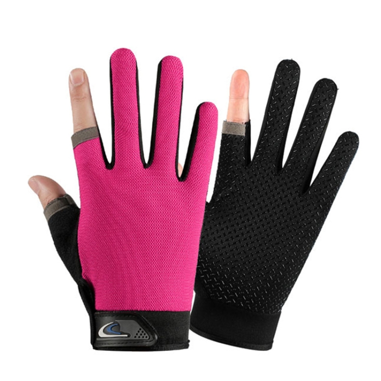 1 paio di guanti da pesca a due dita con protezione solare per esterni  QX0008, taglia: taglia libera (rosa)