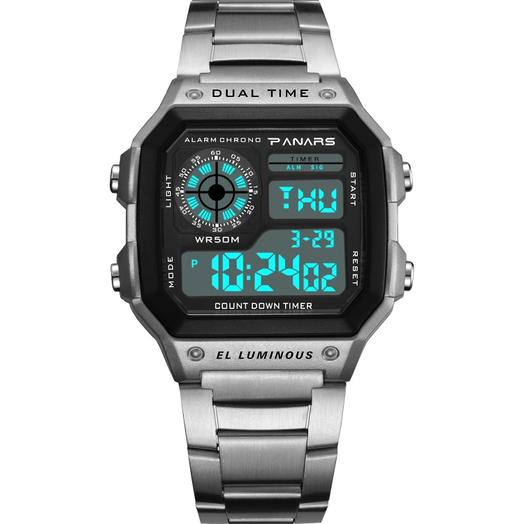 SYNOKE 8113 Square Dual Time Zone Display Luminous Student Sports Watch ...