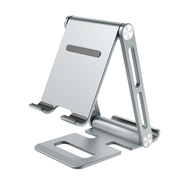 Double Folding Aluminum Tablet Phone Stand Desktop Holder(Silver)