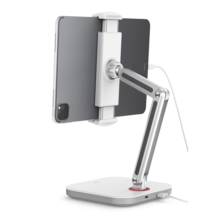 SSKY X38 Desktop Phone Tablet Stand Folding Online Classes Support, Style:  Long Arm Charging Version (White)
